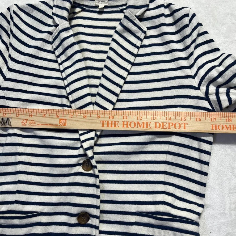 J Crew Factory Striped Blazer Navy Cream Size Small - Picture 11 of 12